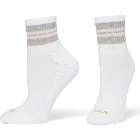 Women's Heather Stripe 6 Pair Pack Winter Soft Warm Thick Cold Mini Crew Socks - Picture 2 of 7